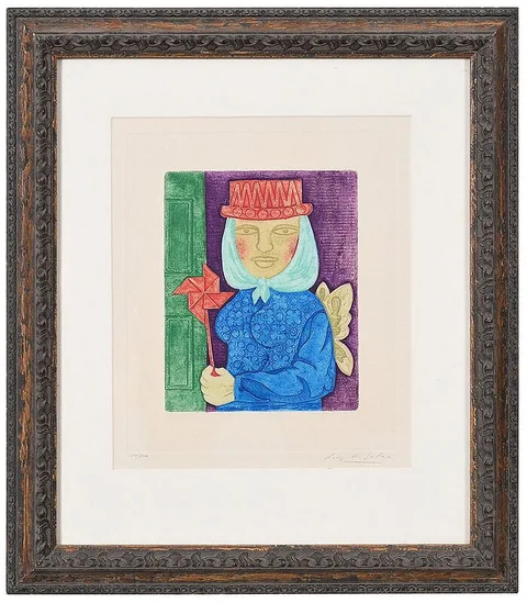 Luis Alberto Solari, Fairy Folk Figure, color engraving