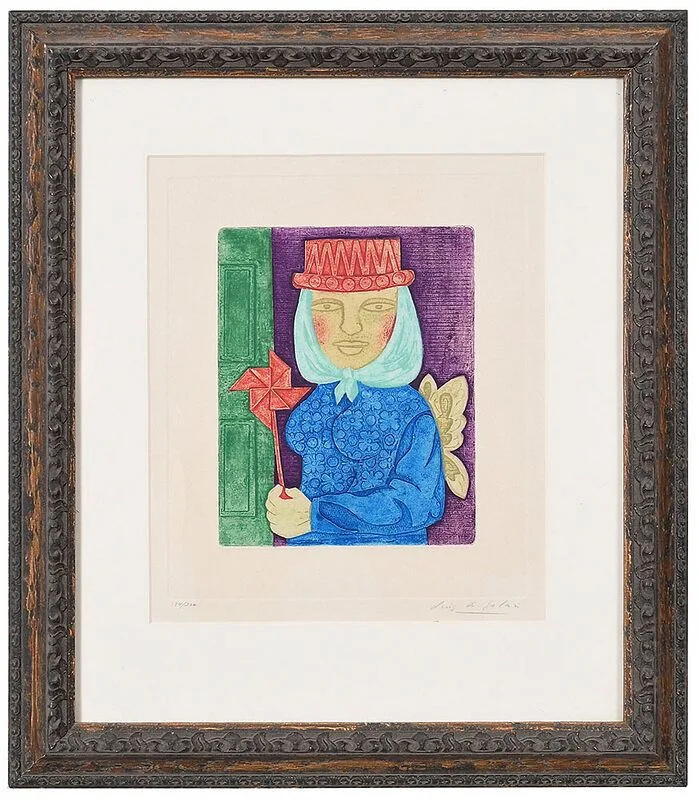 Luis Alberto Solari, Fairy Folk Figure, color engraving