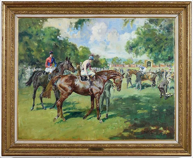 Ascot-The Parade Ring by Michael Lyne, oil on canvas, sold May 2020
