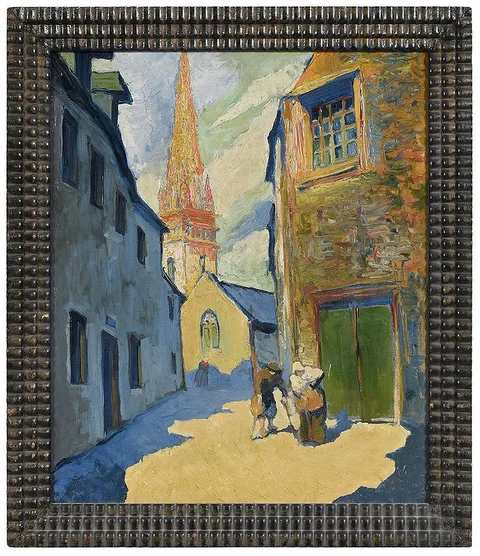 Pierre Belay, European Street Scene, oil on canvas