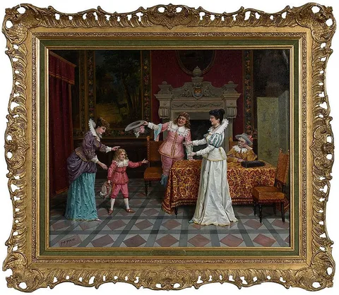 A Joyful Welcome by Giuseppe Garinei, oil on canvas, sold May 2020
