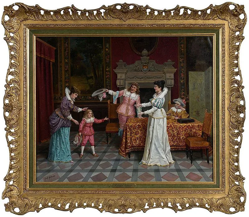 Giuseppe Garinei, A Joyful Welcome, oil on canvas