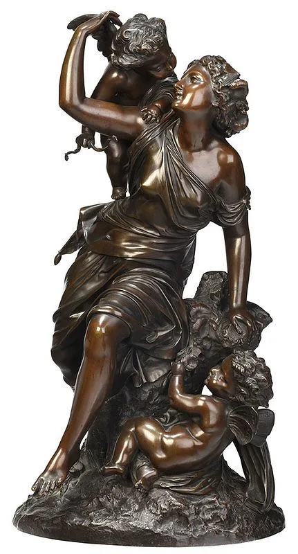 Auguste Louis Mathurin Moreau, Love Awakening Spring, patinated bronze