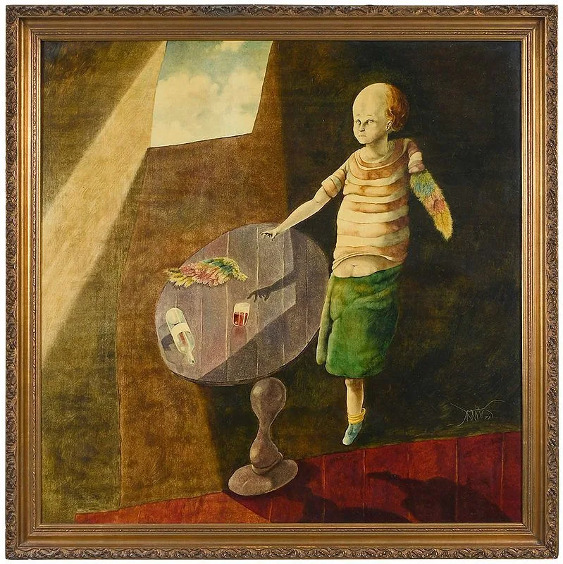 Icaro (Icarus) by Benjamín Cañas, 1977, oil on panel, sold May 2020