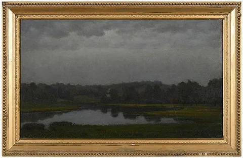 Alfred Ordway, The Cabin by the Lake, oil on canvas