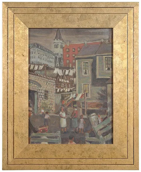 Gerrit V. Sinclair, Houses and Post Office, 1948, oil on board