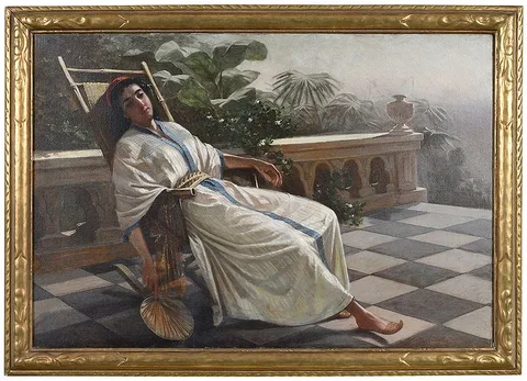 Ernest Etienne Narjot, Algerian Girl Resting, oil on canvas