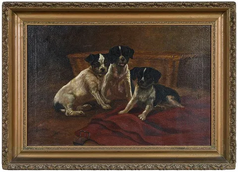 Thomas Dalton Beaumont, Three Pups, oil on canvas