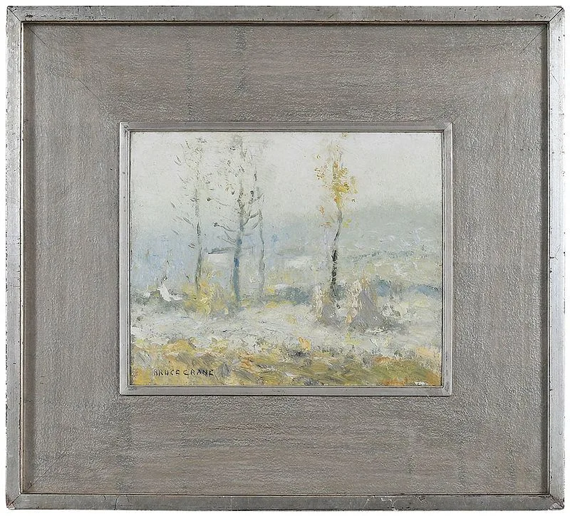 Fall Morning by Bruce Crane, oil on canvasboard, sold May 2020