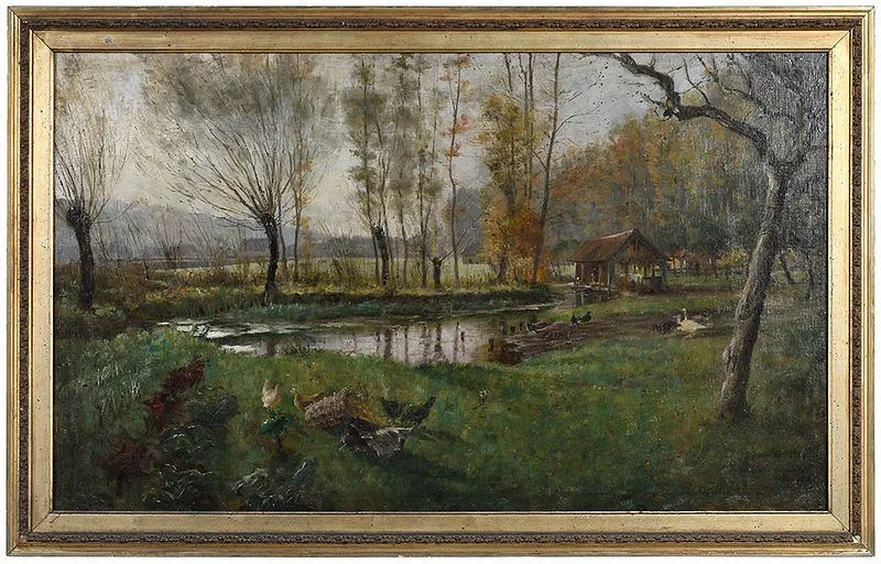 S. Jerome Uhl, ˜Normandy Landscape, 1884, oil on canvas