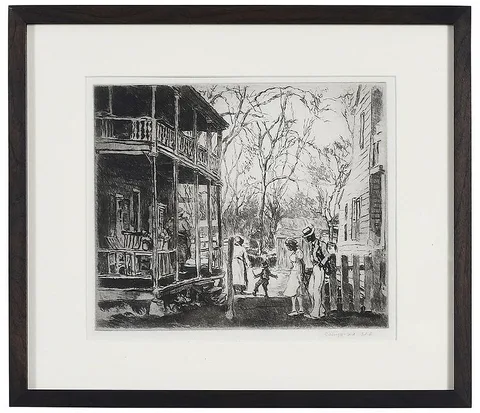 George Hand Wright, At the Back Porch, etching