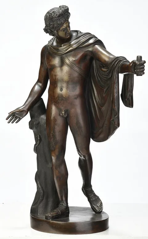 Metello Amodio, Apollo and the Python, patinated bronze