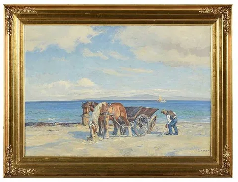 Borge Nyrop, Wagon by the Sea, oil on canvas