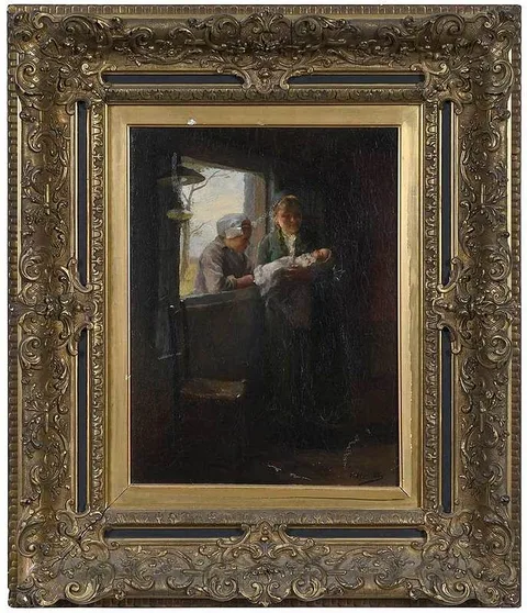 Tony Offermans, The New Baby, oil on canvas