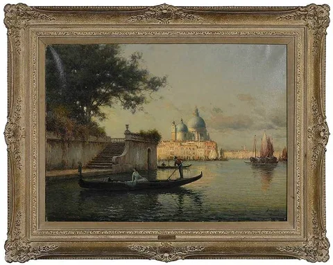 Antoine Bouvard, View of Basilica di Santa Maria della Salute, Venice, oil on canvas