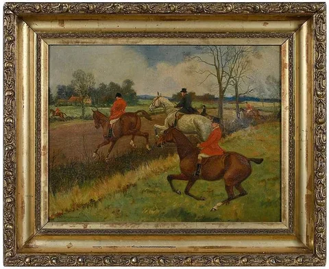 George Derville Rowlandson, Over the Hedges, oil on canvas