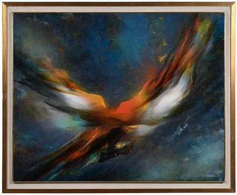 Leonardo M. Nierman, Bird In Flight, oil on Masonite