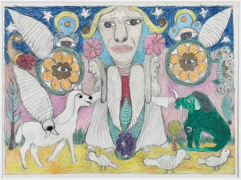 Minnie Evans, Untitled, mixed media on paper
