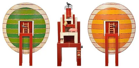 Randy Shull, Two in a Bush (three piece installation), 2000-2001, acrylic and ceramic
