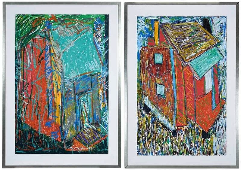 Beverly Buchanan, Private Spaces Series: I and Saturday (Two Pieces), 1999, oil stick on paper