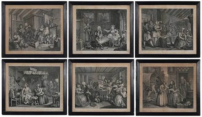 A Harlot's Progress (P. 121) by William Hogarth, 1732, engravings with etching on laid paper, sold Mar 2020