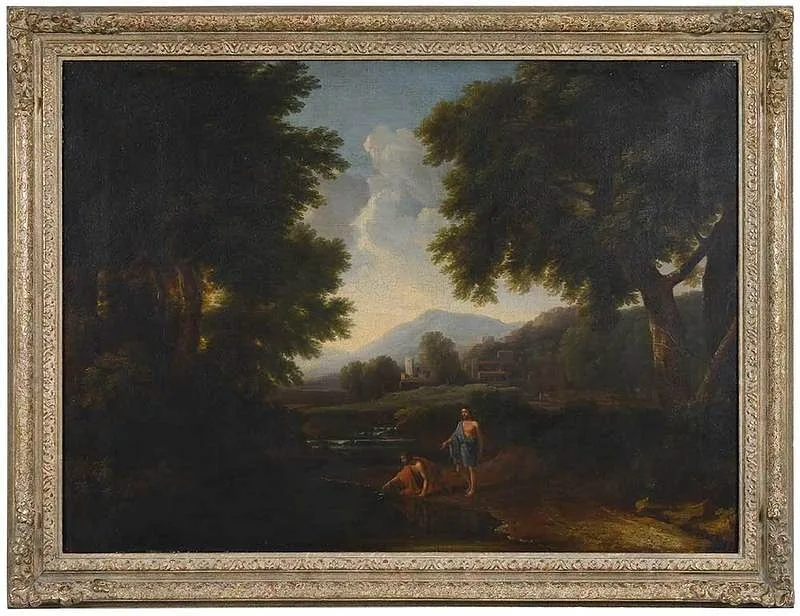 Classical Landscape with Figures by Pierre Lemaire, circa 1640, oil on canvas, sold Mar 2020
