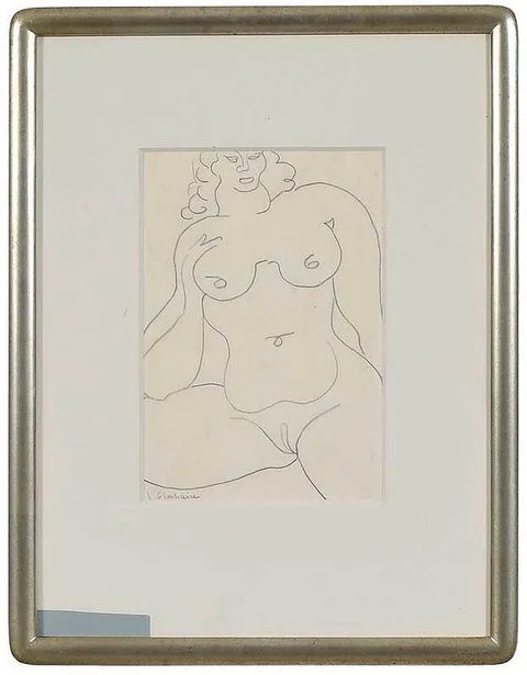 Female Nude by Gaston Lachaise, pencil on tracing paper, sold Mar 2020