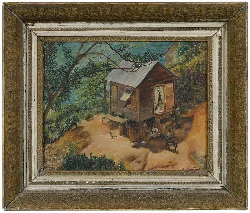 Cabin Scene by Jo Cantine, oil on canvas, offered Mar 2020