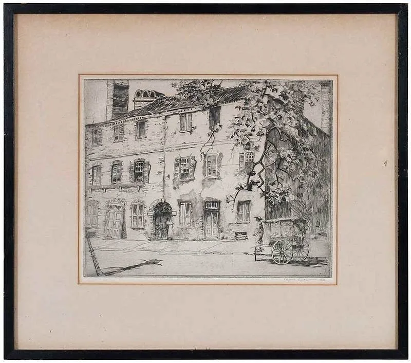 Catfish Row or Cabbage Row by Alfred Heber Hutty, etching, sold Mar 2020