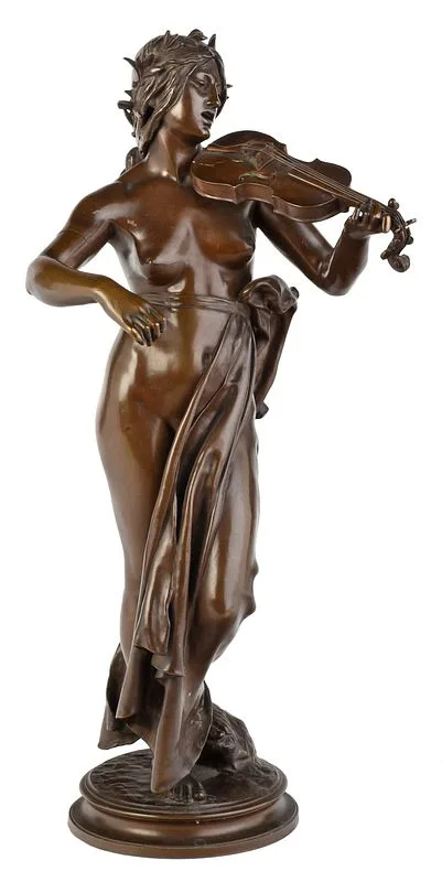 Eugène Delaplanche, La Violoniste, No. 934, patinated bronze