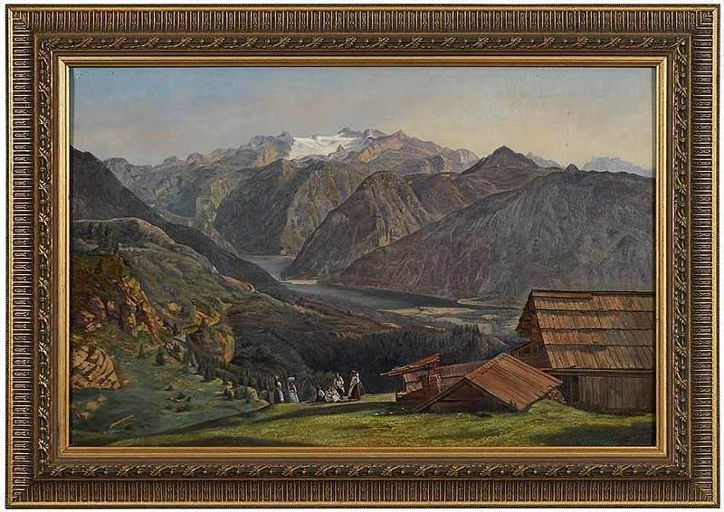 John B Kotzbauer, Alpine Gathering, oil on canvas