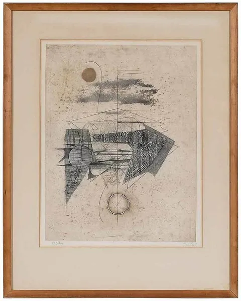 Johnny Gotthard Friedlaender, ˜Geometric Fish, etching and aquatint on wove paper
