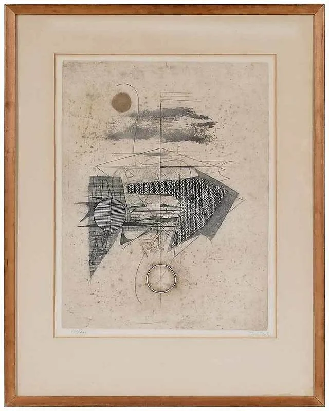 Johnny Gotthard Friedlaender, ˜Geometric Fish, etching and aquatint on wove paper