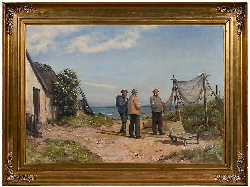 Carl Søderberg, Mending the Nets, oil on canvas