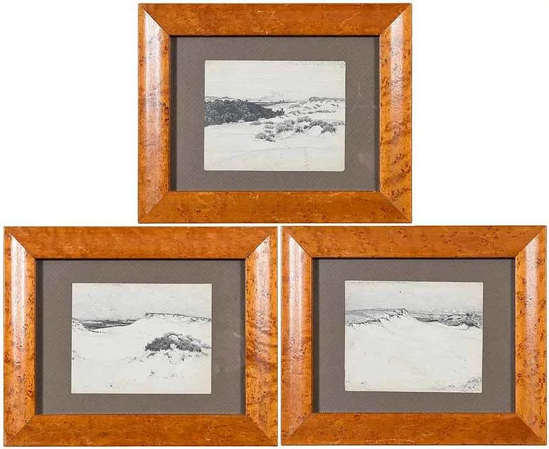 James William Pattison, Three Drawings of Cape Cod, all signed in pencil verso, variously inscribed recto, one dated 1894, pencil on paper