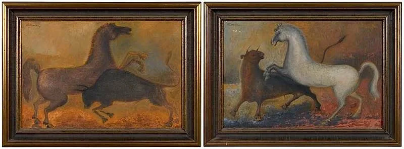 Roberto Donis, A pair:ÿone titled verso Caballo Blanco, oil on canvas