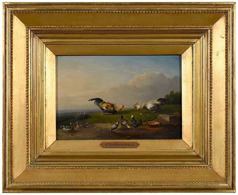 Franz Van Severdonck, Cock Fight, oil on panel