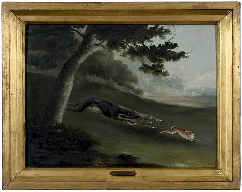Hare Coursing by John Nost Sartorius, oil on panel, sold Feb 2020