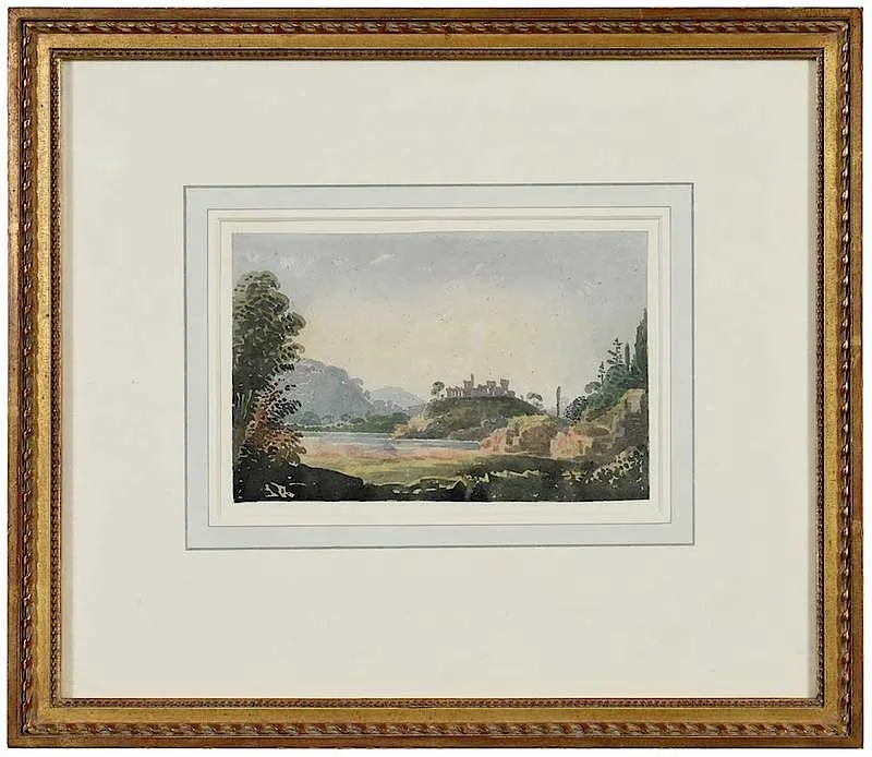 George Heriot, On the Danube/View in Hungary, watercolor on Cox paper
