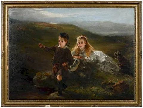 Otto Theodor Leyde, The Fishing Outing, oil on canvas