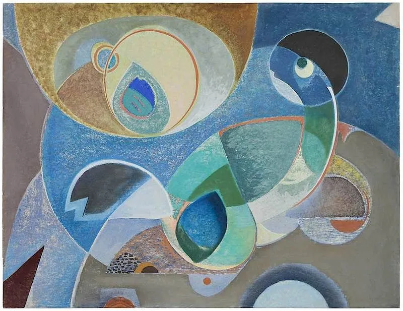 Blue Abstract by Will Henry Stevens, pastel on paper, offered Feb 2020