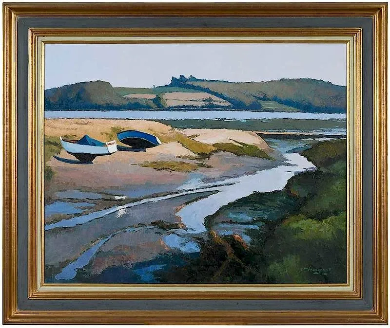 Émile Mangenot, Mar‚e Basse a Morlaix, No. 2002, oil on canvas