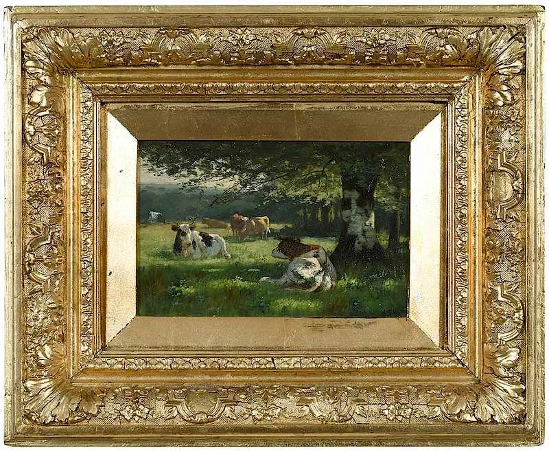 William Frederick Hulk, Cows Resting in Shade, oil on canvas
