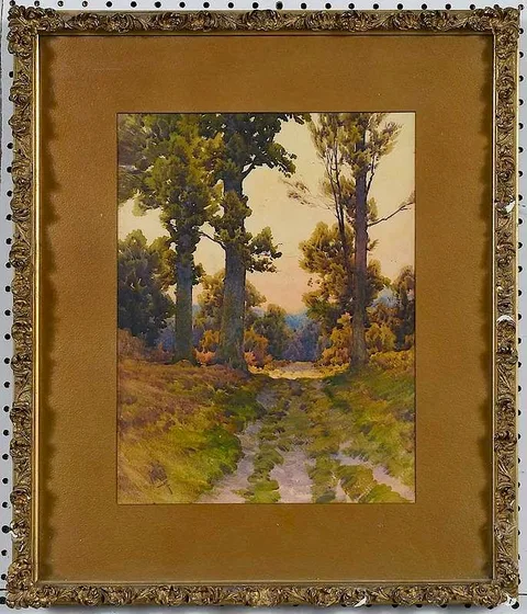 H. Anthony Dyer, Track through a Forest, watercolor on paper