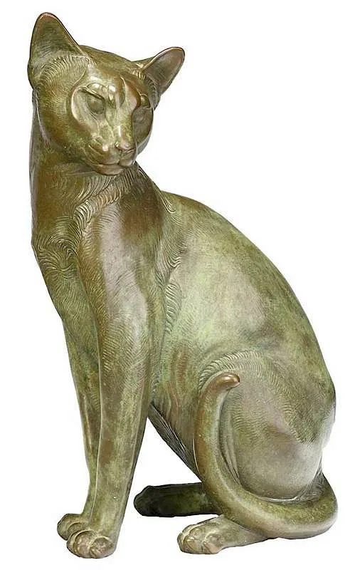Nina Akamu, Stylized Cat, 1985, patinated bronze