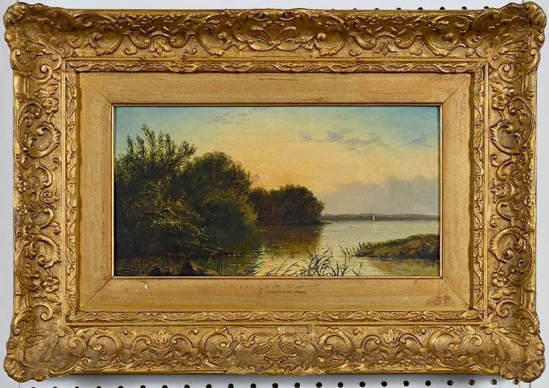 John Cuthbert Salmon, On the Thames, not apparently signed, oil on canvas