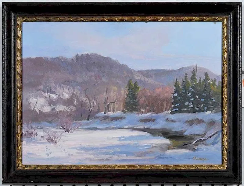 Winter Scene by Edwin Brewer, oil on board, sold Feb 2020