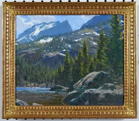 Bear Lake Rocky Mountain National Park by Anthony Watkins, 1997, oil on canvas board, sold Feb 2020