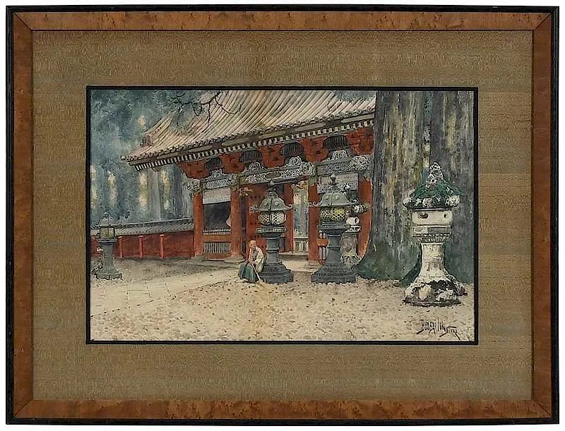 Bunsai Ioki, Taiyuinbyo Shrine, watercolor on paper