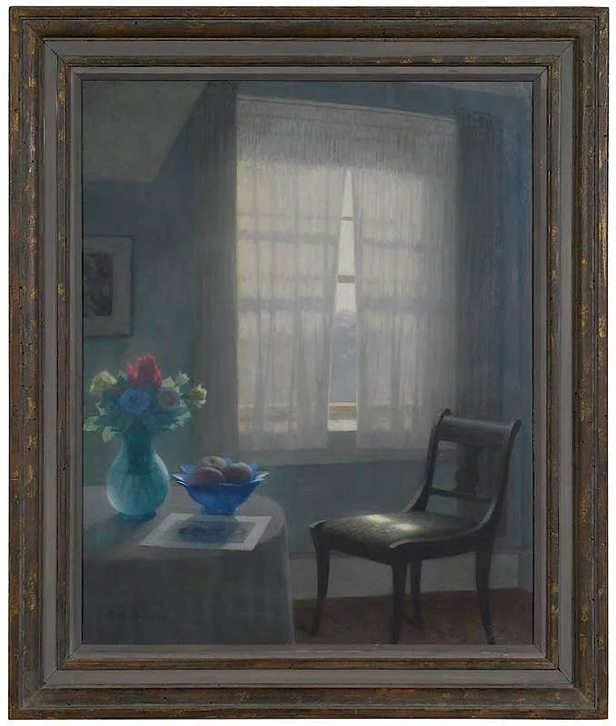 Sunlit Window by Feodor Zakharov, oil on canvas, sold Dec 2019